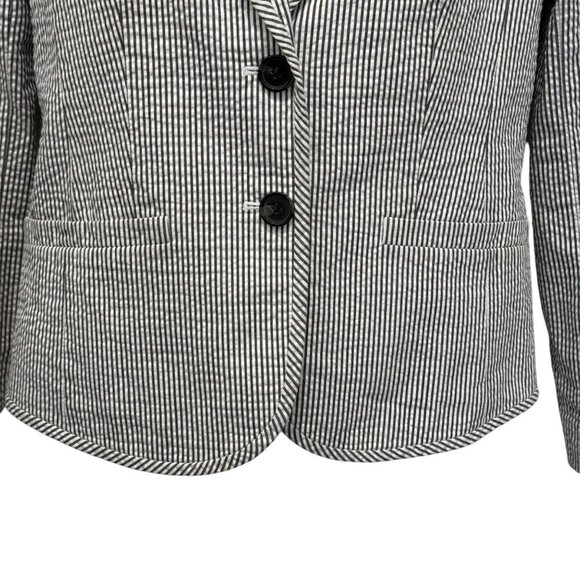 Jones New York Collection Gray White Pinstripe Seersucker Stretch Blazer Size 4 - Picture 7 of 8